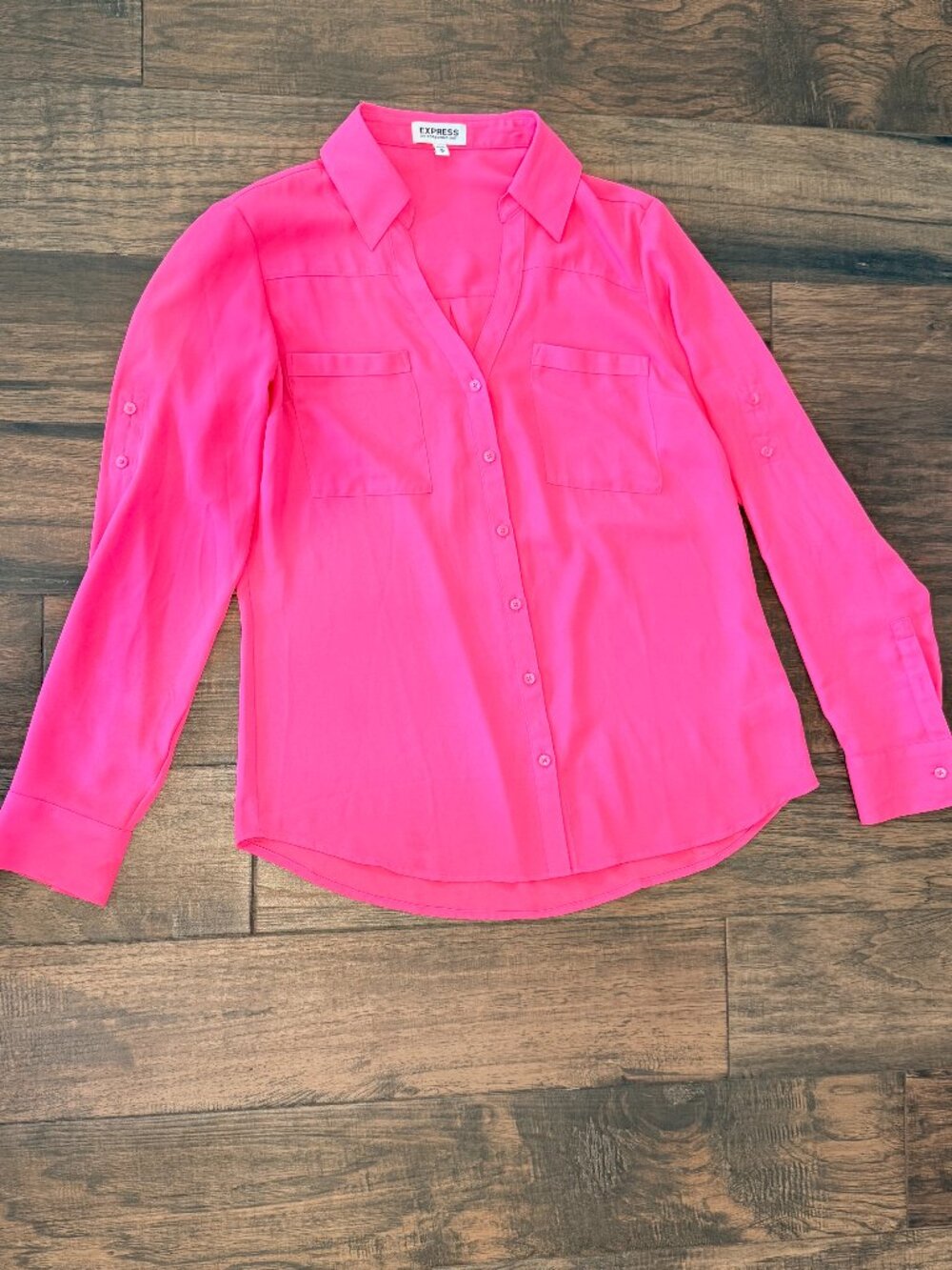 Express Pink Women Button Down Blouse